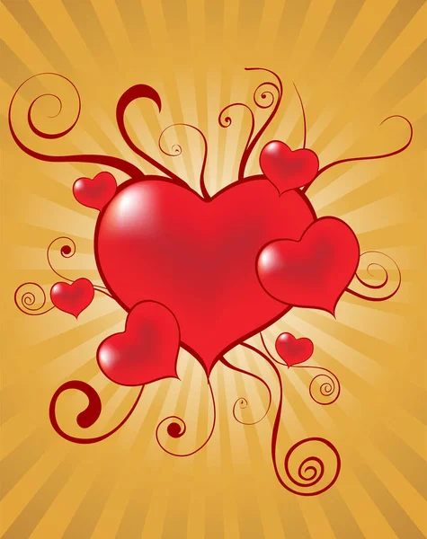 Cartão Valentim Com Corações —  Vetores de Stock