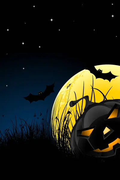 Halloween Bakgrund Med Fladdermöss Och Måne — Stock vektor