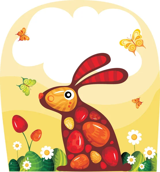 Easter Egg Bunny Flowers — Stock Vector