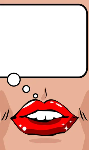 Bouche Dessin Animé Lèvres Avec Bulle Parole Dans Style Bande — Image vectorielle