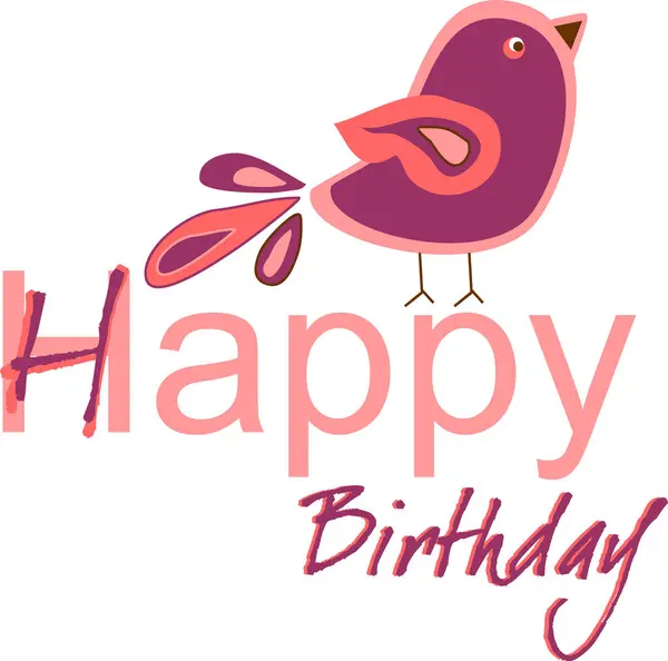 Cute Happy Birthday Greeting Card Cartoon Cute Bird — Stock Vector