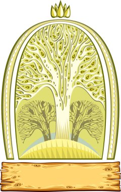 Ağacın resmi, taç, vektör basit tasarım. 