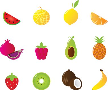 farklı meyve simgeleri dizisi