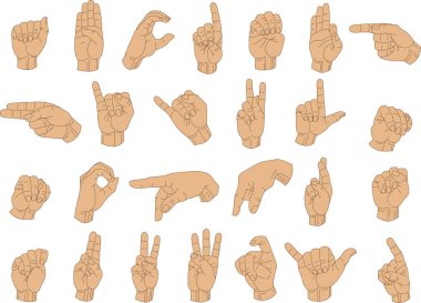 vektör çizim işaret dili el hareketleri.