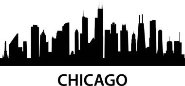 Beyaz arka planda Chicago silueti silueti