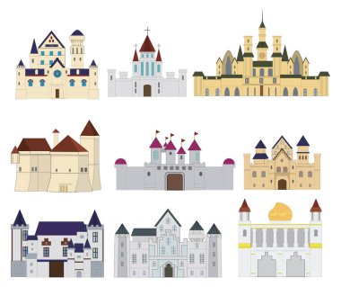Ortaçağ binaları, vektör illüstrasyonu