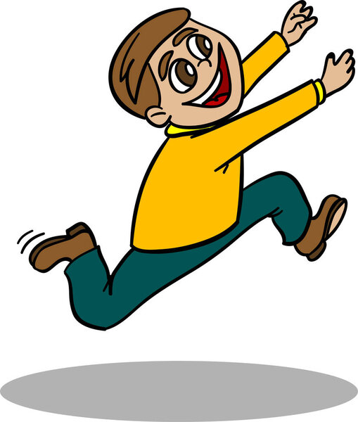 jumping happy man cartoon illustration