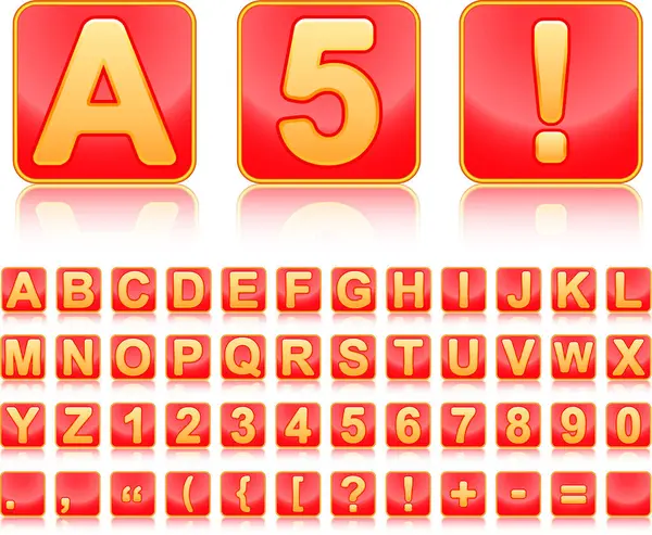 Alfabet Letters Cijfers Symbolen — Stockvector