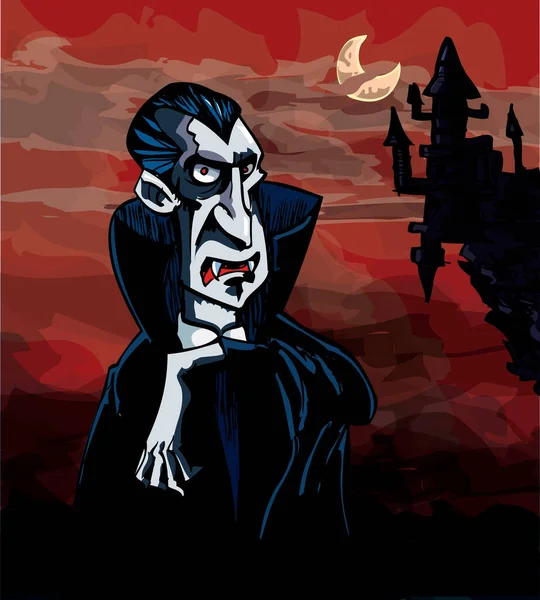Vampiro Una Ciudad Nocturna Ilustración Vectorial — Vector de stock