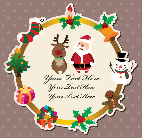 Tarjeta Navidad Con Santa Claus Ciervos — Vector de stock