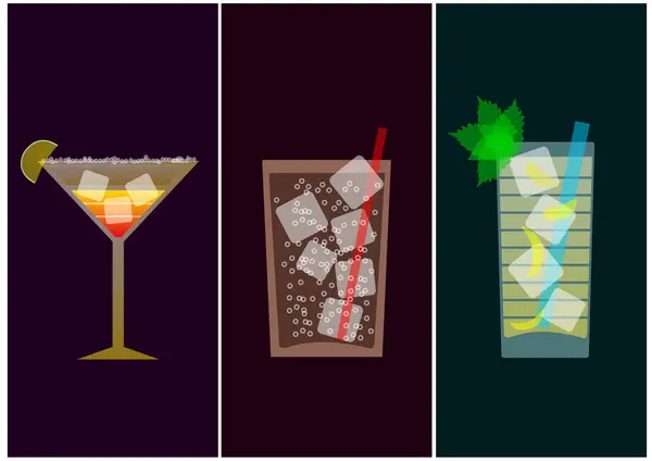 Ensemble Cocktails Illustration Vectorielle — Image vectorielle
