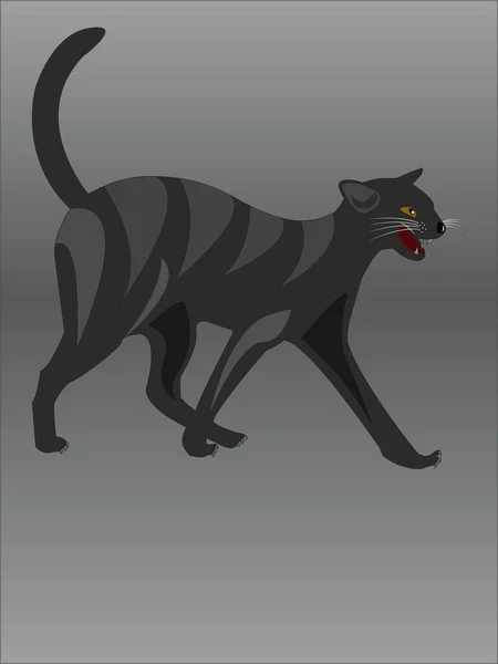 赤いリボンの黒猫 — ストックベクタ