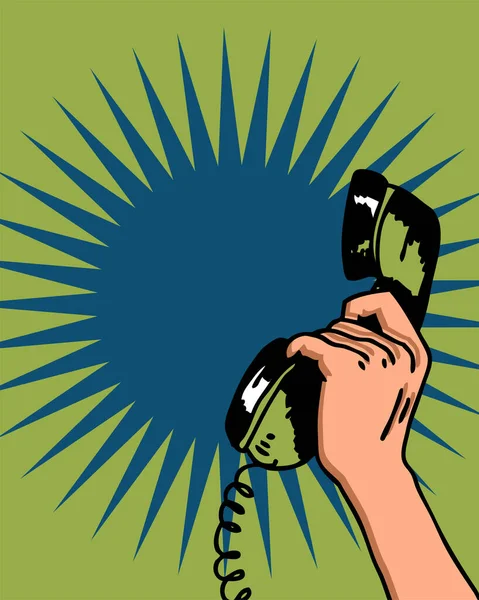 Vintage Telefon Tutarak — Stok Vektör