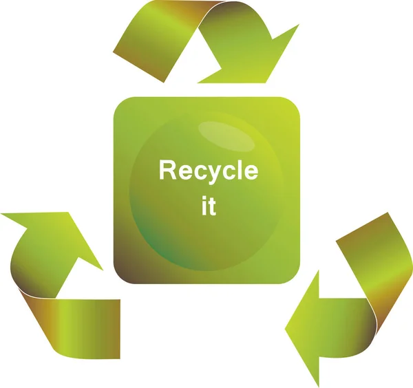 Σύμβολο Ανακύκλωσης Πράσινο Κουμπί Και Βέλη — Διανυσματικό Αρχείο