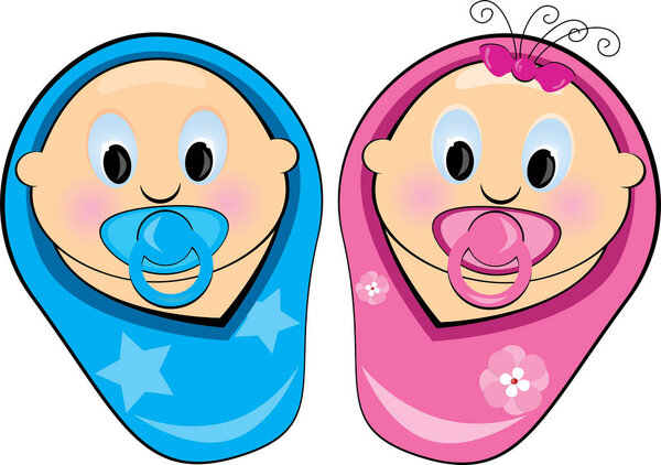 vector illustration of cute cartoon newborn babies 