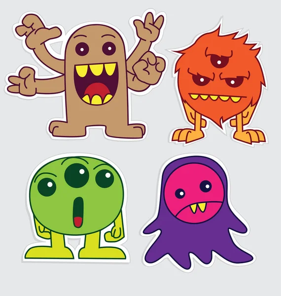 Vecteur Dessin Animé Ensemble Monstres Halloween — Image vectorielle