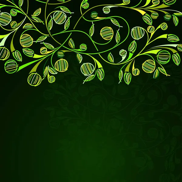 Çiçek Elementli Vektör Arkaplanı Yeşil Arkaplanda Yapraklar — Stok Vektör