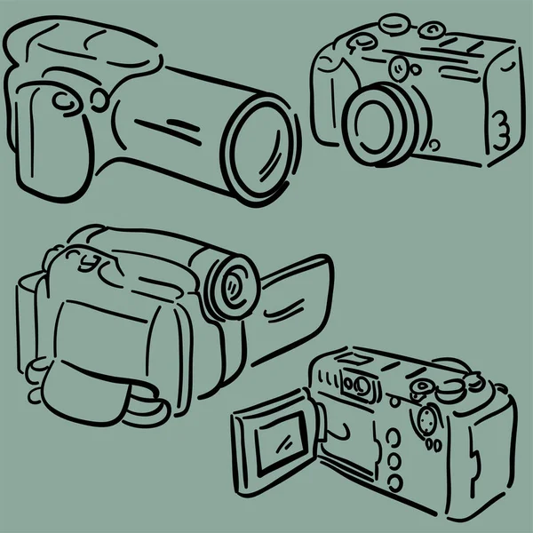 Caméra Réglée Croquis Vectoriel Dessiné Main — Image vectorielle