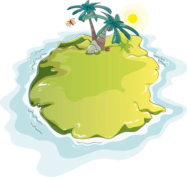Одинокий Зеленый Остров Пальмами — стоковый вектор