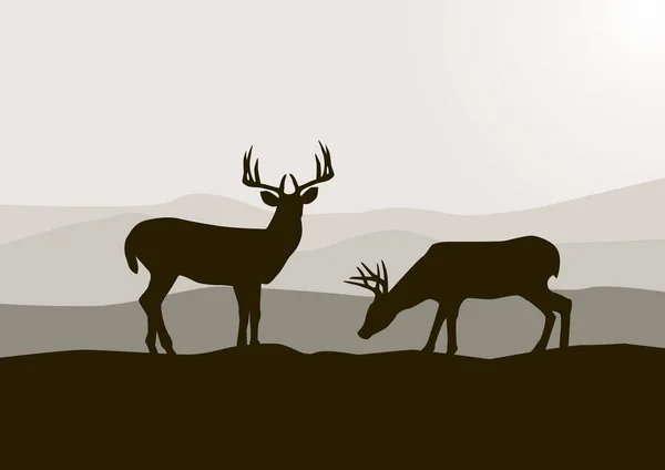 Vector Illustration Deer Nature — Stock Vector