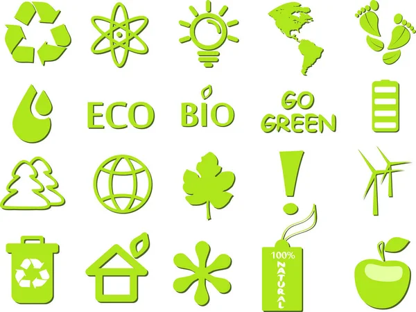 Set Icone Eco Illustrazione Vettoriale — Vettoriale Stock