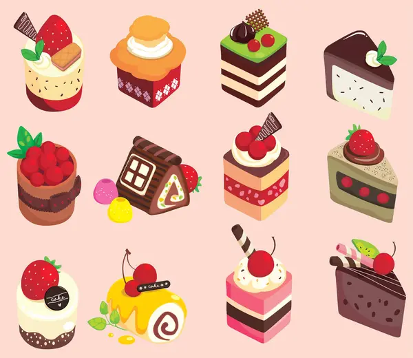 Sweet Tasty Cakes — Stock Vector