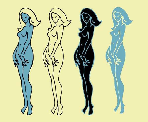 Vector Ilustración Sexy Niñas Diferentes Poses — Archivo Imágenes Vectoriales