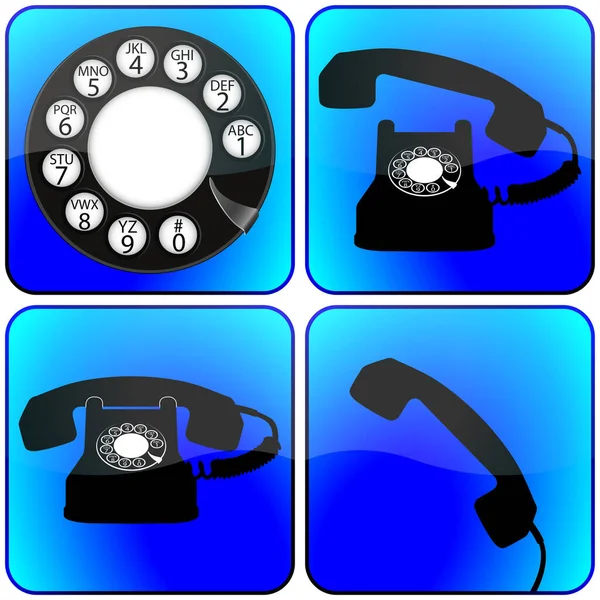 Icônes Téléphoniques Sur Fond Bleu Illustration Vectorielle — Image vectorielle