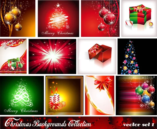 Set Christmas New Year Backgrounds Vector — Stock Vector