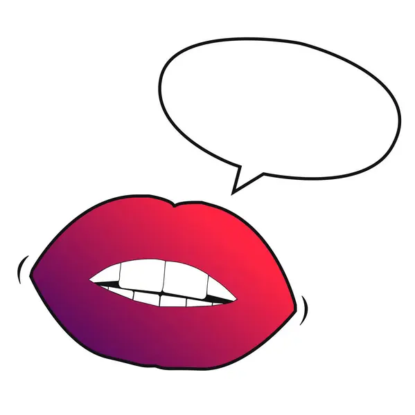 Lips Speech Bubble Pop Art Vector Illustration Design — Stock Vector