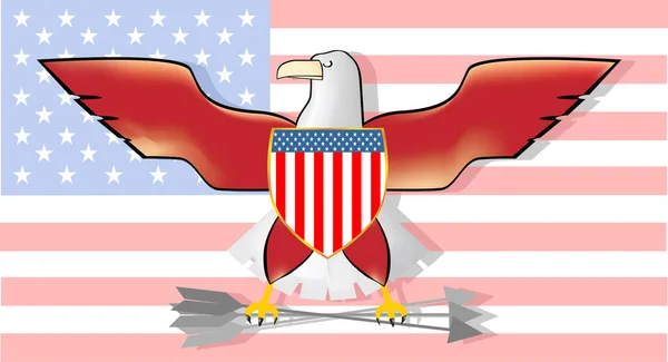 Amerikansk Örn Och Flagga — Stock vektor