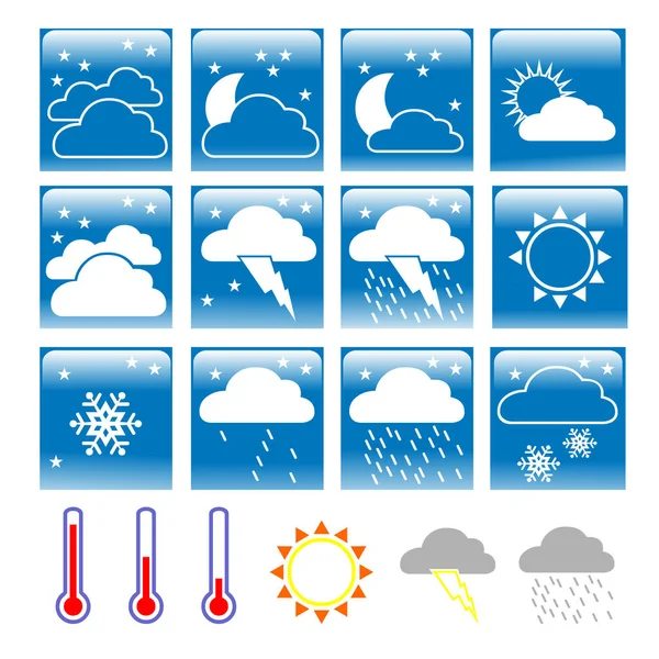 Weather Icons White Background — Stock Vector