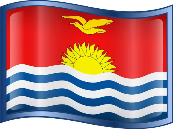 Realistica Bandiera Ondulata Dell Isola Dell Isola Kiribati Con — Vettoriale Stock