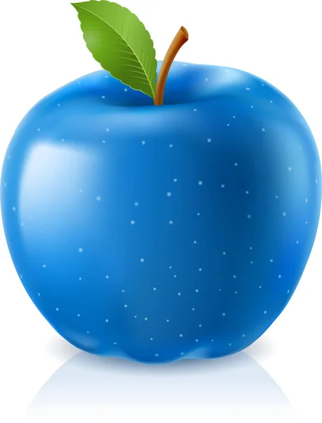 Blauer Apfel Mit Blatt — Stockvektor