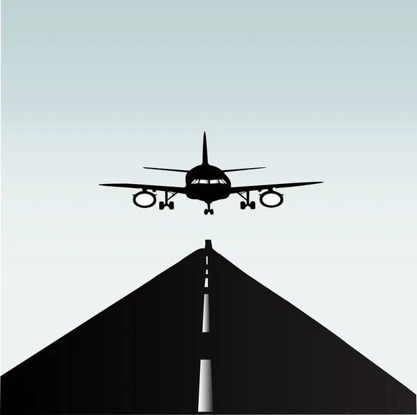 Avión Con Pista Aterrizaje — Archivo Imágenes Vectoriales