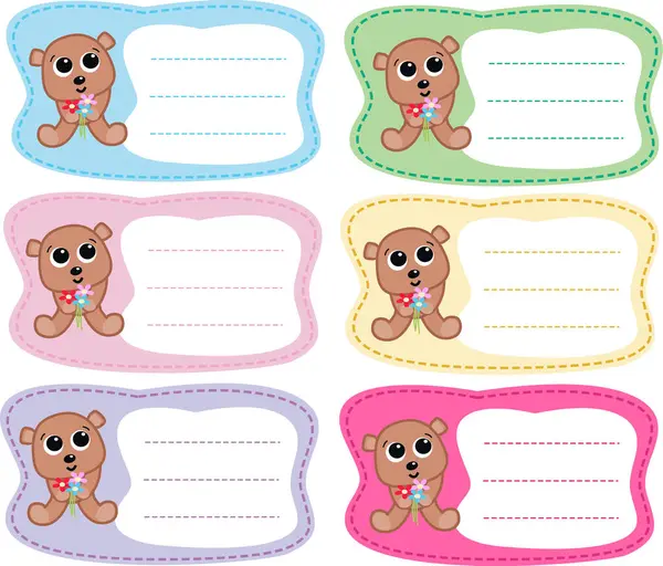 Cute Baby Bear Stickers — Stock Vector