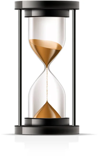 黒い背景 ベクターのイラストが付いているガラス時計 — ストックベクタ