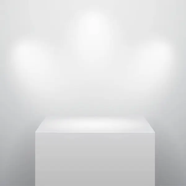 灰色の背景に白い表彰台 Dレンダリング ベクターイラスト — ストックベクタ