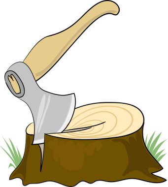 Baltalı bir kütüğün karikatür çizimi