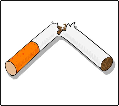 Çizgi film kırık sigaranın vektör çizimi, sigarayı bırak 