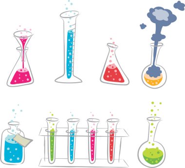 Mataralı kimya laboratuvarı. vektör illüstrasyonu.