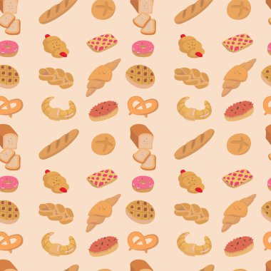 Fırının kusursuz deseni. El çizimi vektör illüstrasyonu