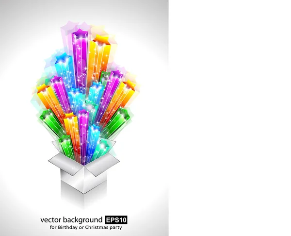 Vector Colorido Ilustración Las Estrellas Navidad Caja — Vector de stock
