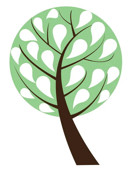 Yeşil Ağaç Simgesiyle Karikatür Tarzı — Stok Vektör