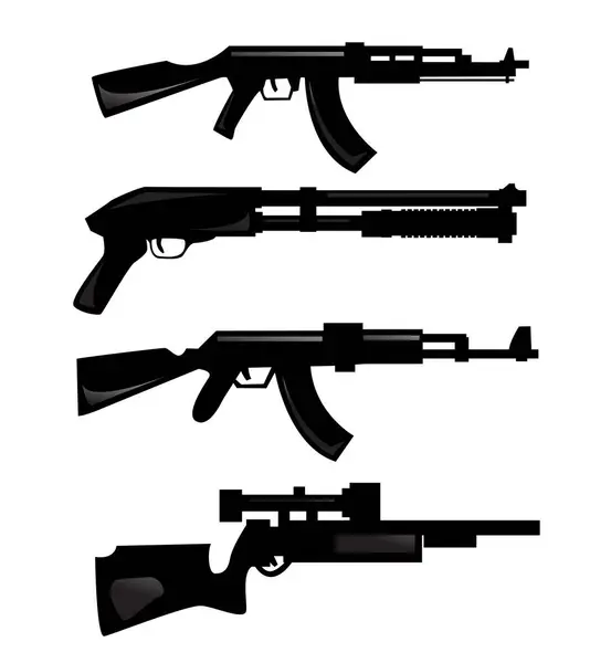 Gun Guns Icons Set Vector — Stock Vector