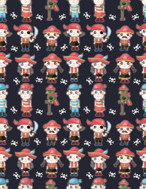 Kusursuz korsan desenli vektör çizimi tasarımı