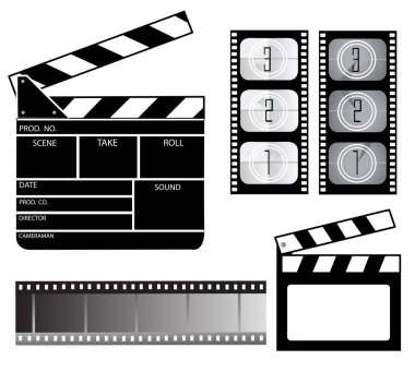 Film ögeleri kümesi, vektör illüstrasyonu