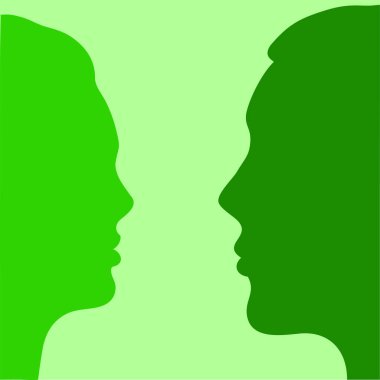 Yeşil arka planda aşık bir çiftin vektör çizimi