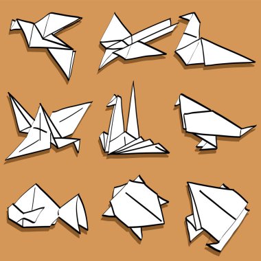 origami kuş origami vektör çizimi