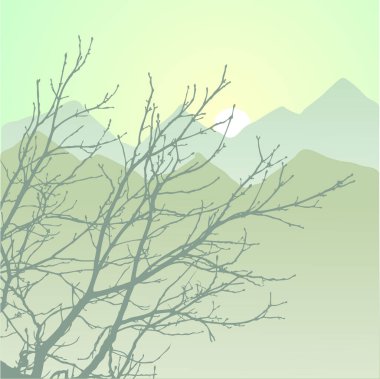 Dağ manzarasının silueti. vektör illüstrasyonu.